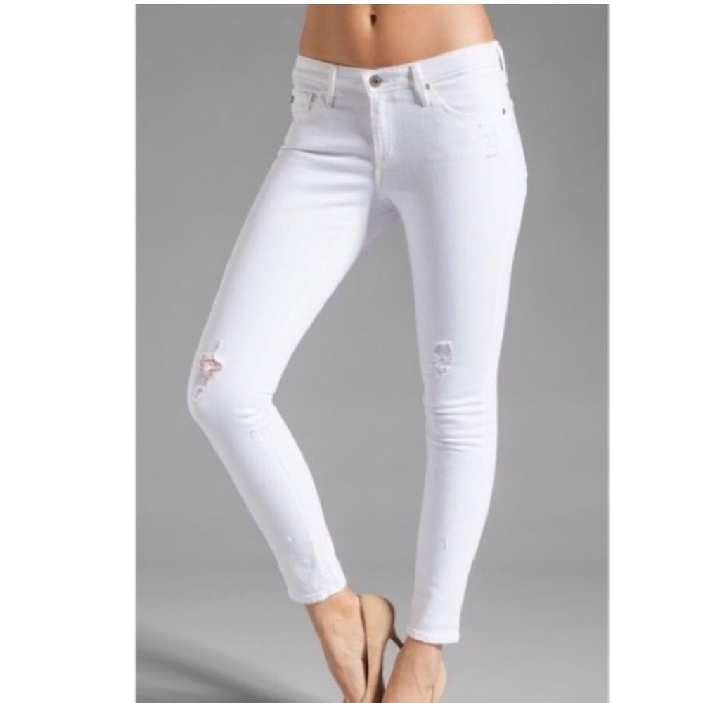 Distressed AG Legging Ankle Jeans White 32R
